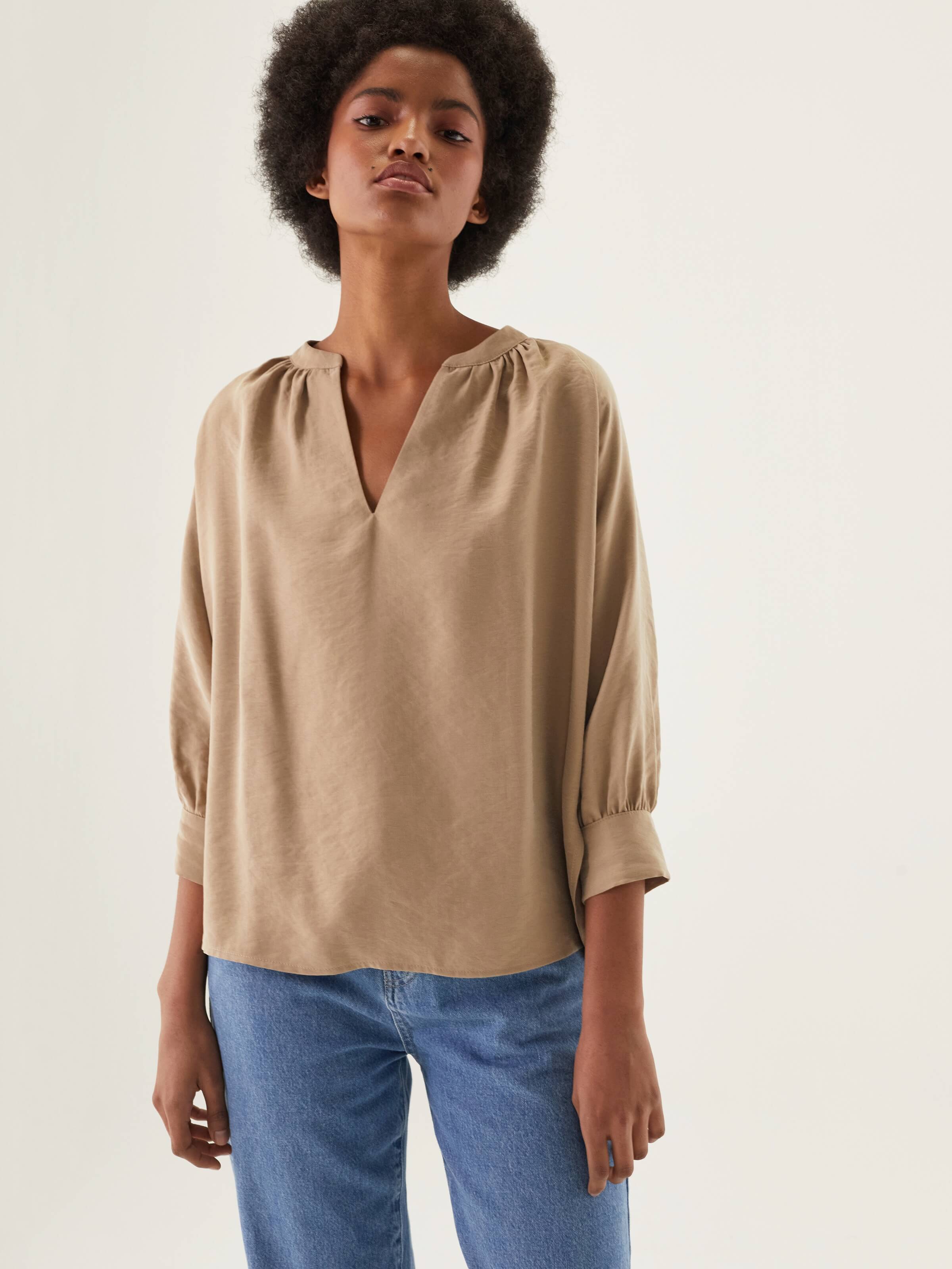 Split Neck Modal Shirt