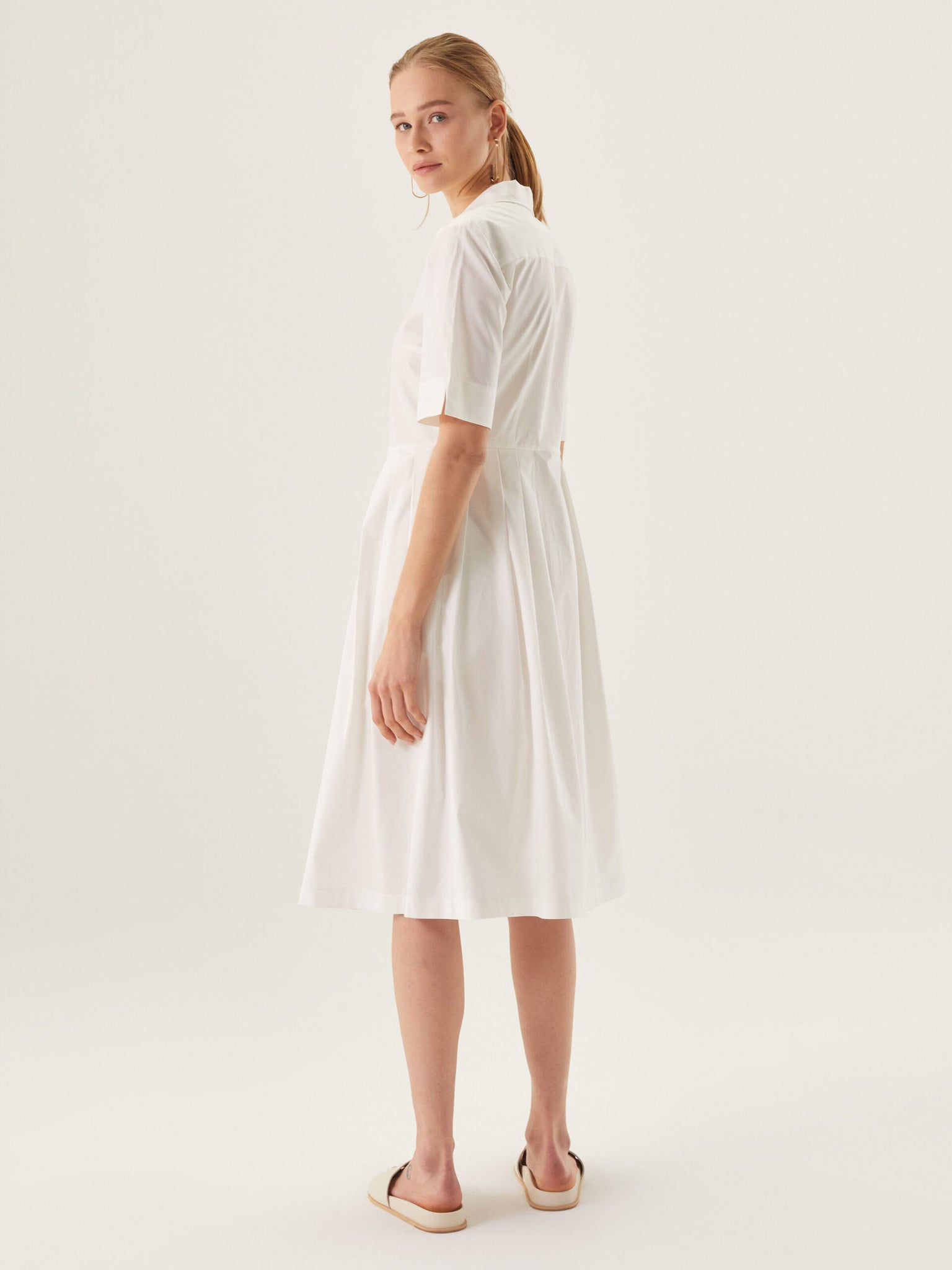 Pleated Paper Touch Cotton Dress