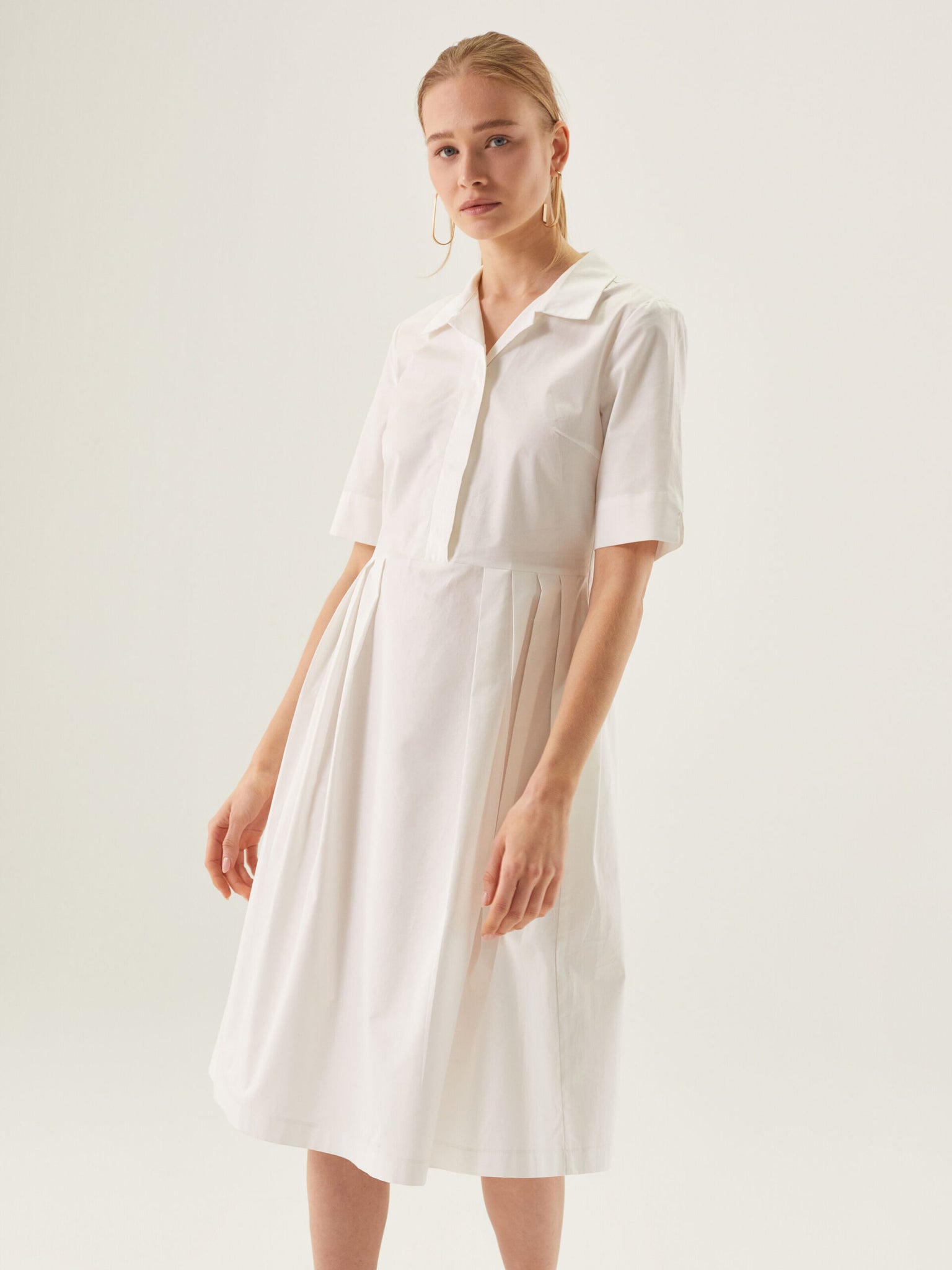 Pleated Paper Touch Cotton Dress